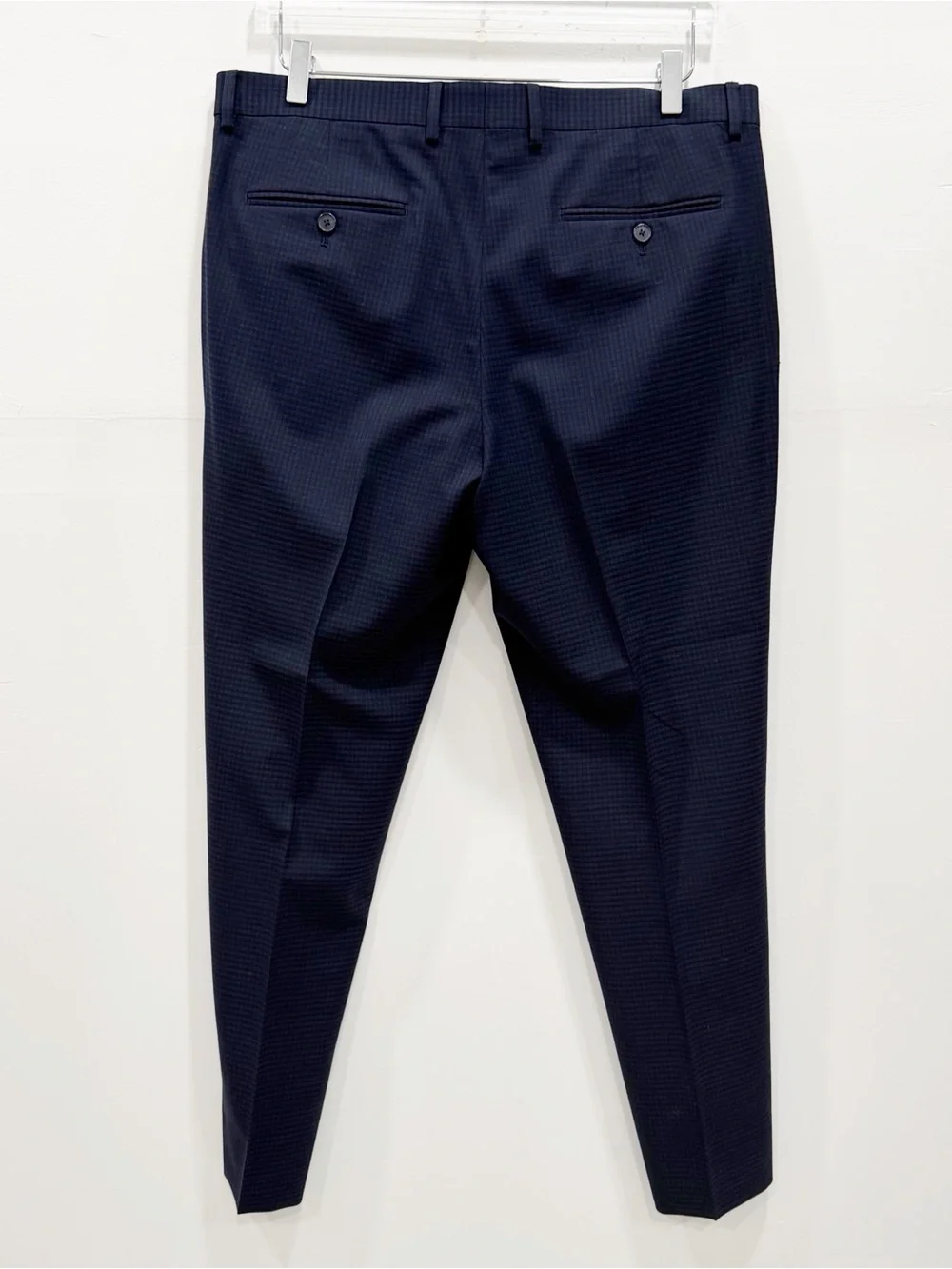 Karl Lagerfeld Marcel Modern Fit Wool Blend Navy Checkered Suit 42R Pants 36W